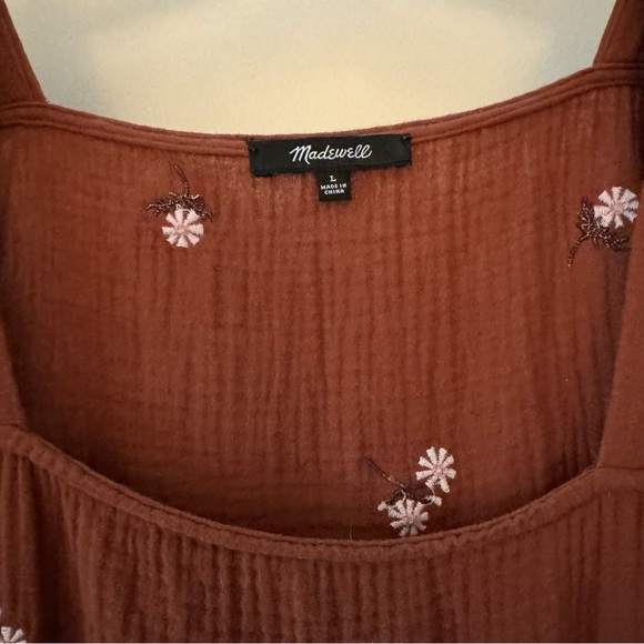 Madewell Floral Embroidered Lightspun Peplum Top, Size  Large - Picture 2 of 2